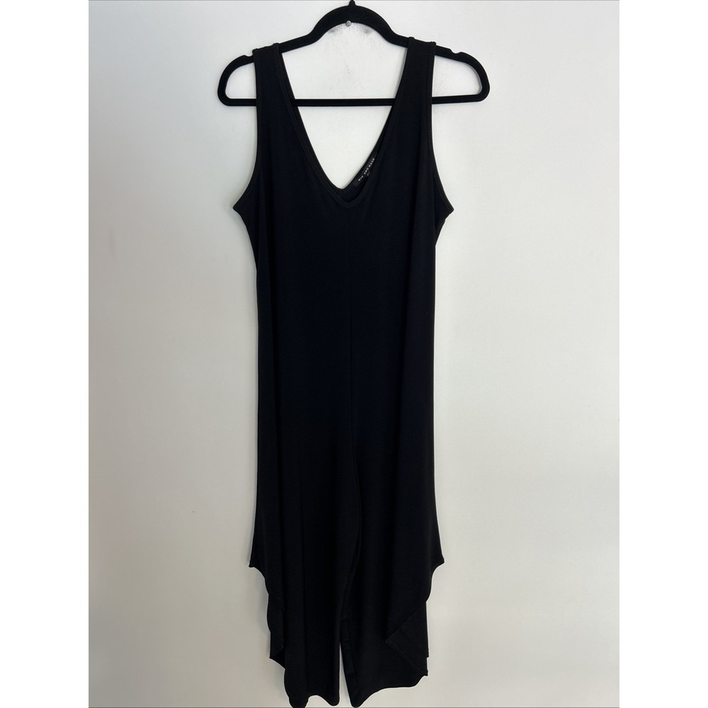Nick & Nash Women's Sz M Sleeveless V-Neck Wide Leg Flair Jumpsuit Wrinkle Free